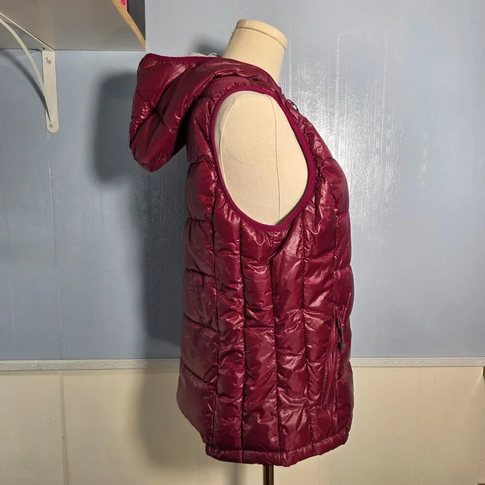 Tangerine Large "Ruby Red" Hooded Full Zip Quilted Puff Fall Casual Vest - Picture 4 of 9